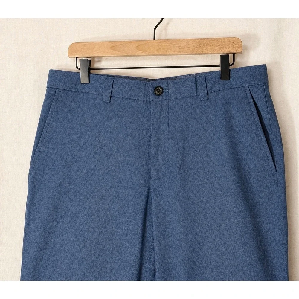 Banana Republic Aiden Chino Pants Blue Herringbone Stretch Straight Men's 34x34